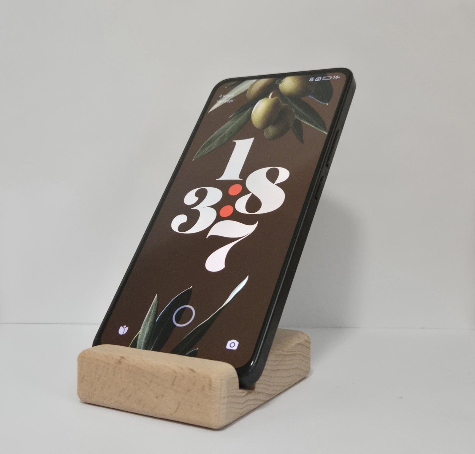 Handcrafted Solid Wood Phone Stand — Minimalist Desk Accessory